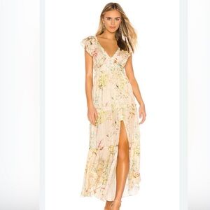 HEMANT & NANDITA Cream Floral Maxi Dress
